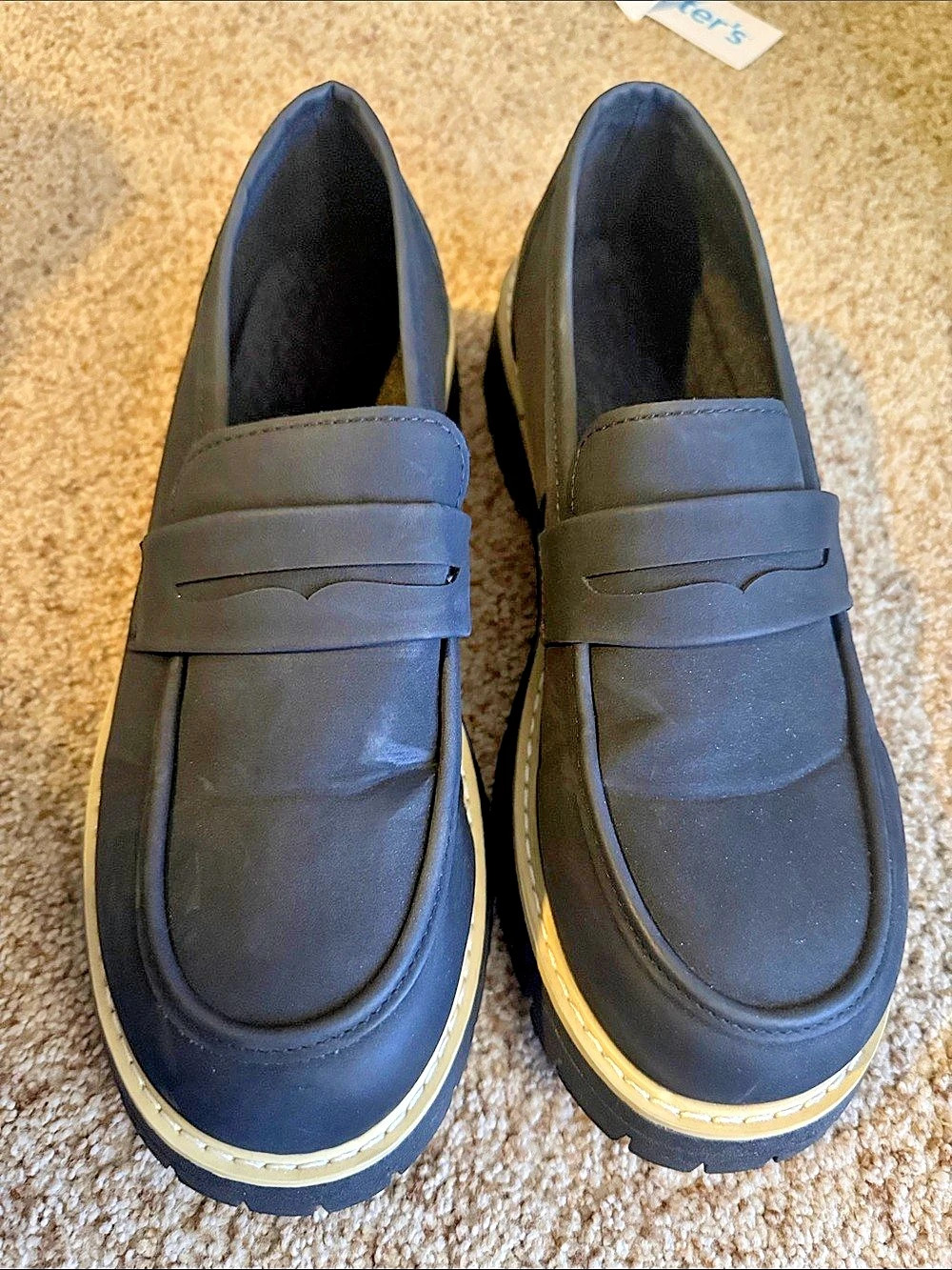 Black Platform Penny Loafers, EU 43